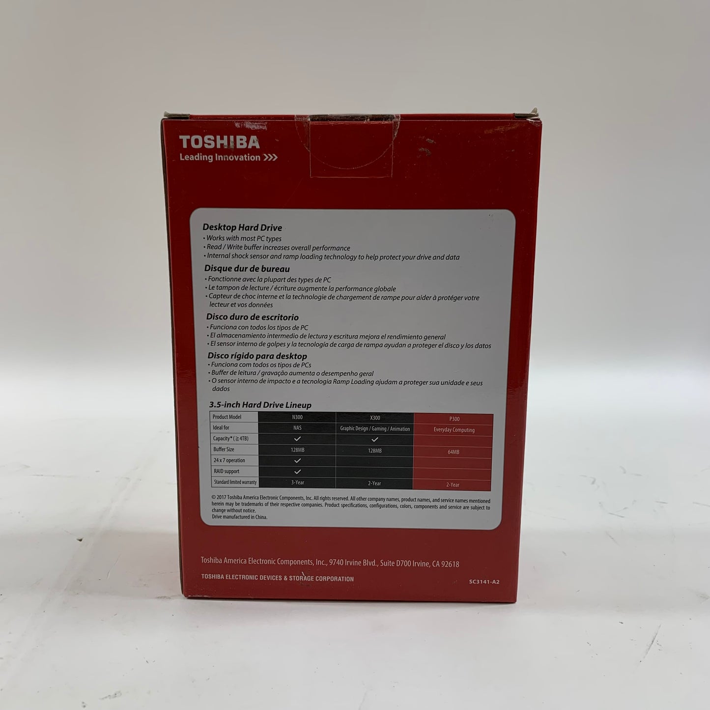 New Toshiba 3.5" p300 2TB SATA III 6Gbps HDD HDWD130