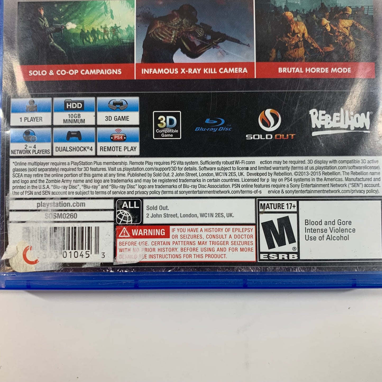 Zombie Army Trilogy (Sony PlayStation 4 PS4, 2015)
