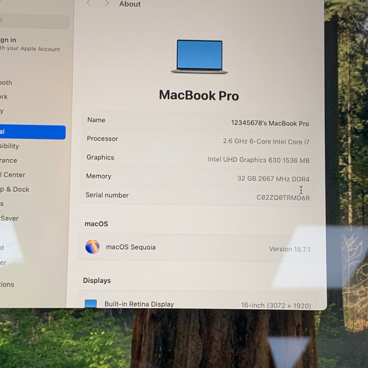 2019 Apple MacBook Pro 16" i7 2.6GHz 32GB RAM 2TB SSD Silver A2141