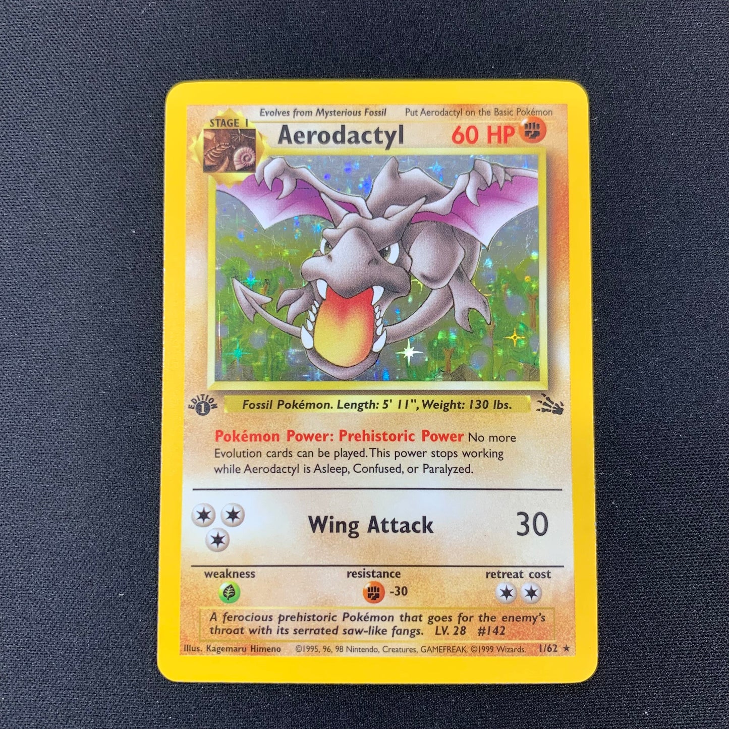 Pokémon TCG Fossil Aerodactyl 1/62 Holofoil English 1st Edition