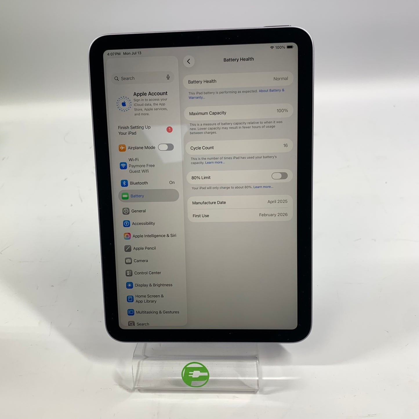 WiFi Only Apple iPad Mini (A17 Pro) 128GB Purple MXN93LL/A