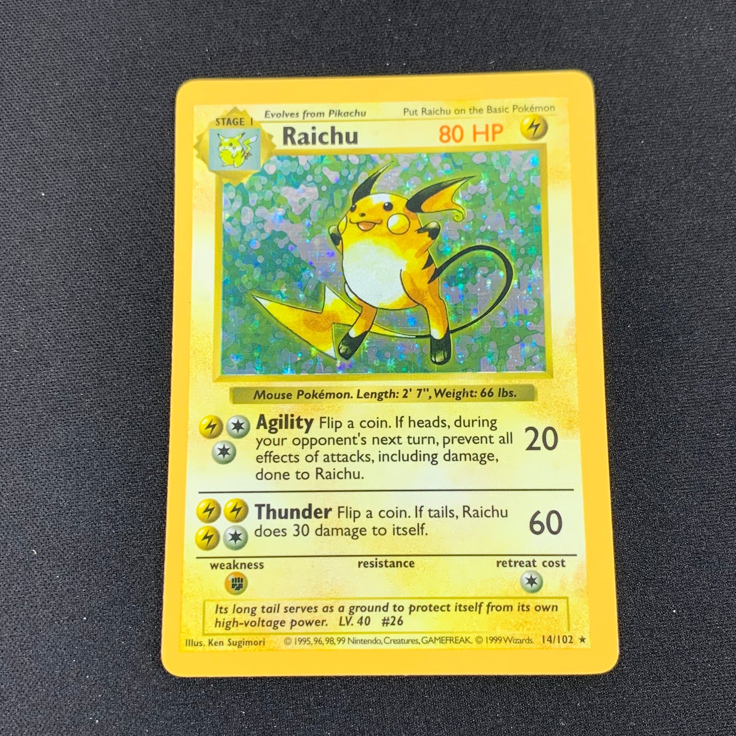 Pokémon TCG Base Set (Shadowless Edition) Raichu 14/102 Holofoil English