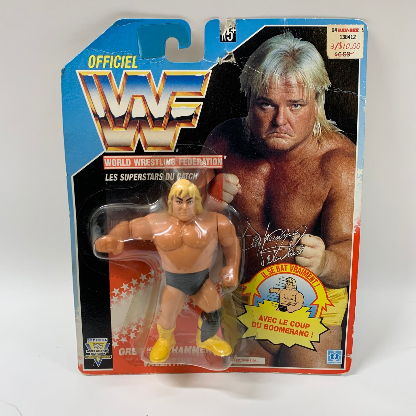 Greg The Hammer Valentine 1991 WWF Hasbro Series 3 Action Figure 7046/7106