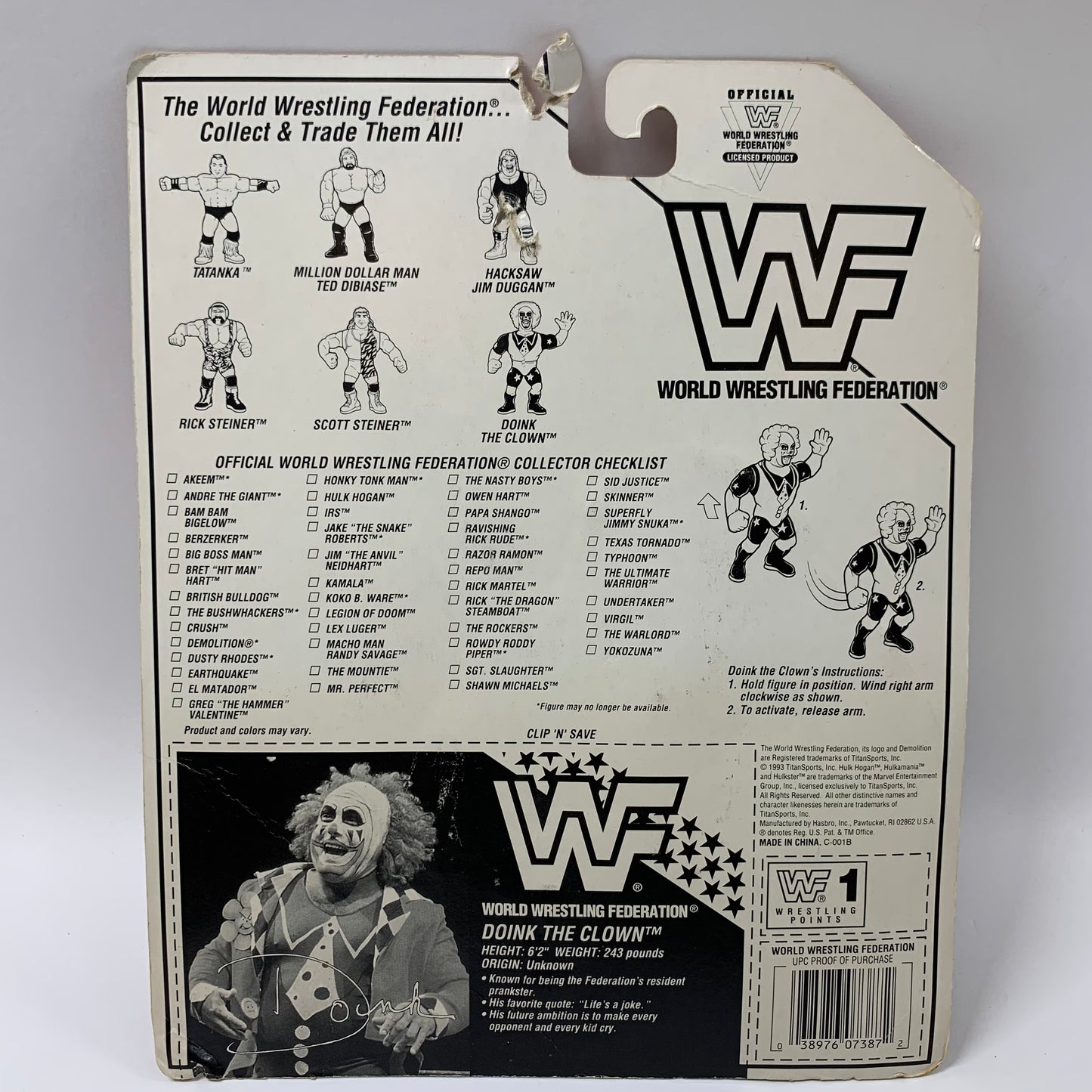 1993 Hasbro WWF Doink The Clown Series 9 7387/7577