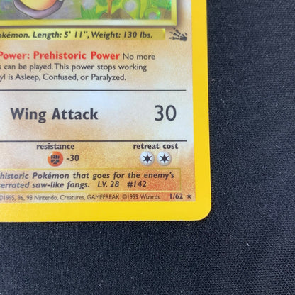 Pokémon TCG Fossil Aerodactyl 1/62 Holofoil English 1st Edition