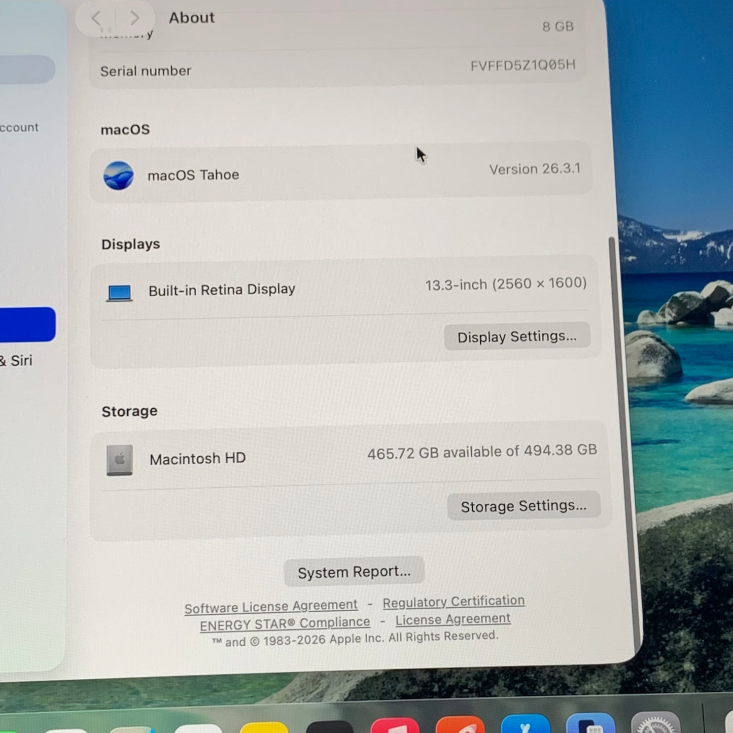 2020 Apple MacBook Pro 13.3" M1 8C GPU 3.2GHz 8GB RAM 512GB SSD MYDC2ZE/A