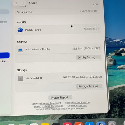 2020 Apple MacBook Pro 13.3" M1 8C GPU 3.2GHz 8GB RAM 512GB SSD MYDC2ZE/A