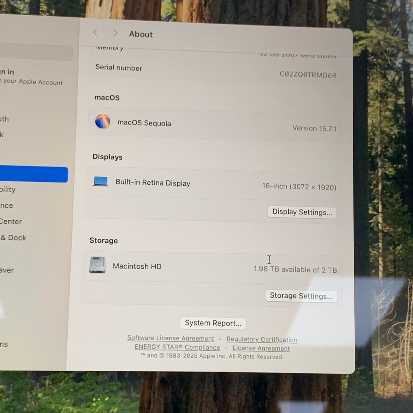 2019 Apple MacBook Pro 16" i7 2.6GHz 32GB RAM 2TB SSD Silver A2141