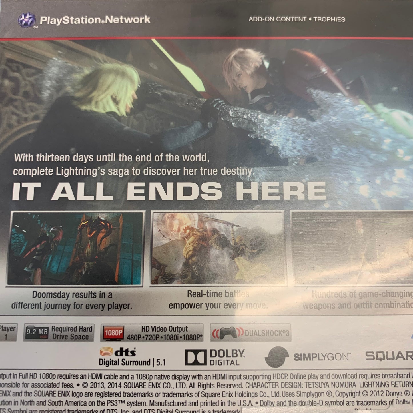 Lightning Returns: Final Fantasy XIII (Sony PlayStation 3 PS3, 2014)