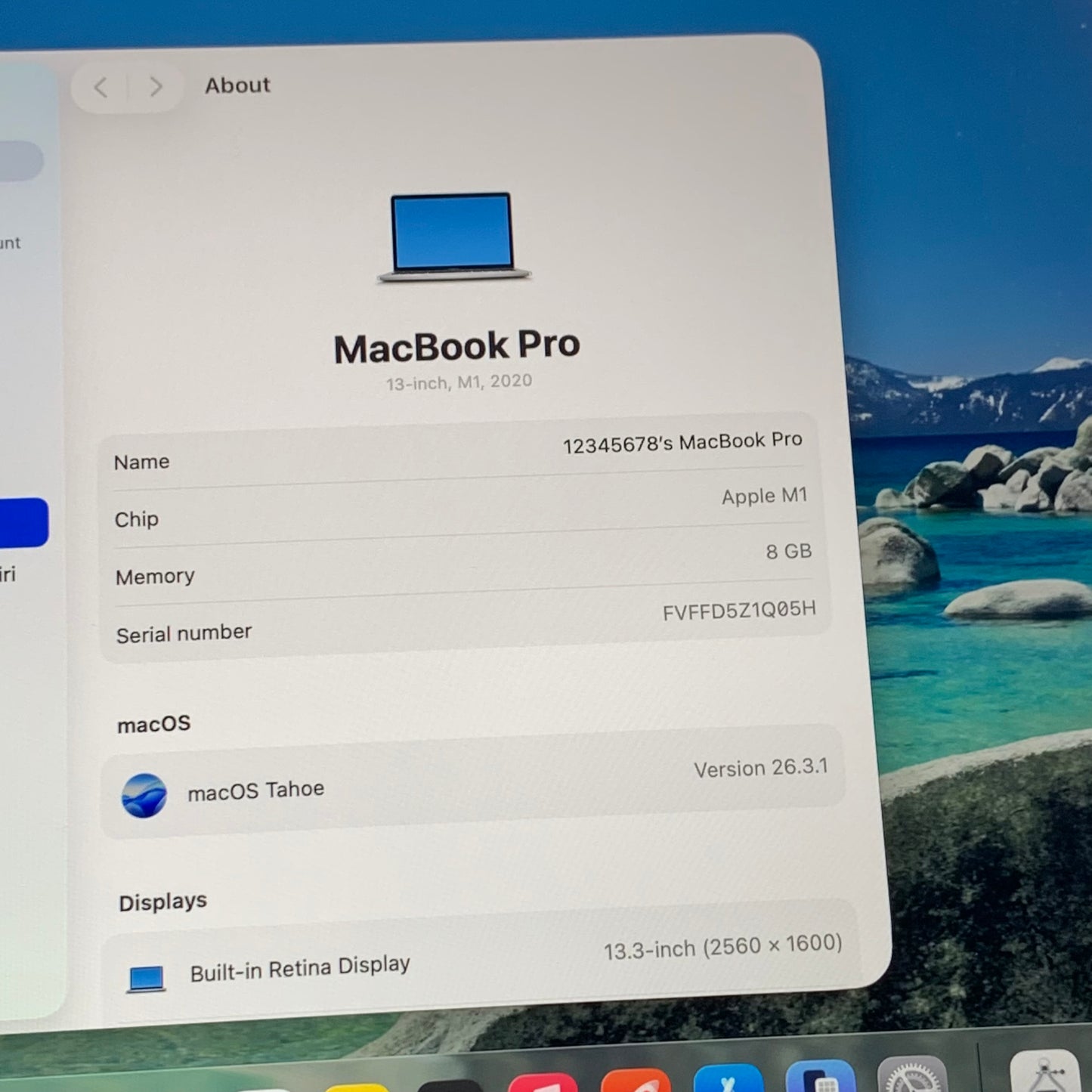2020 Apple MacBook Pro 13.3" M1 8C GPU 3.2GHz 8GB RAM 512GB SSD MYDC2ZE/A