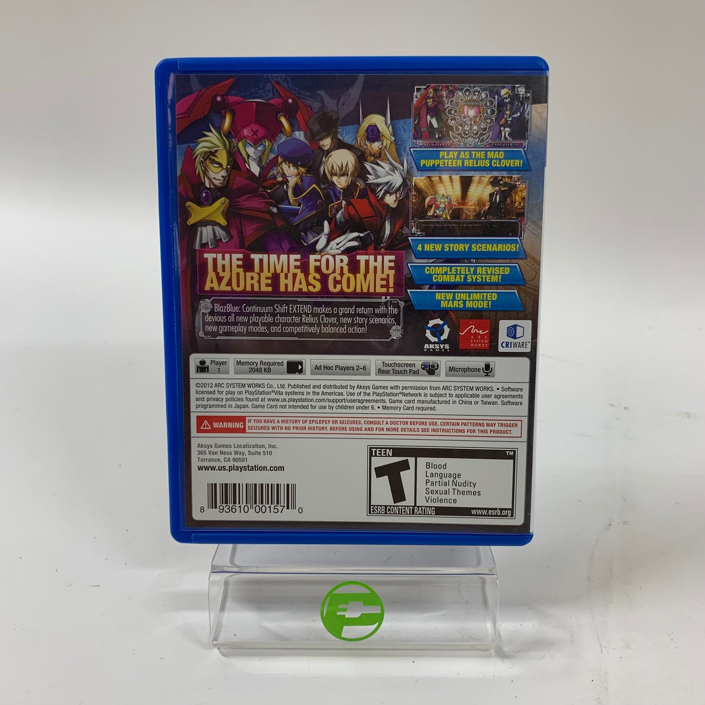 Blazblue: Continuum Shift Extend (Sony PlayStation Vita PS Vita, 2012)